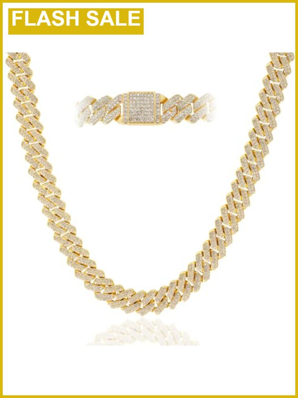 Mens Cuban Link Chain Necklace 14mm Silver Gold Plated Iced Out Hip Hop Jewelry